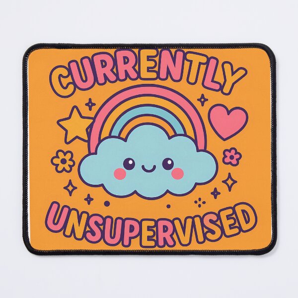 Item preview, Currently Unsupervised – Cute Kawaii Cloud & Rainbow Design designed and sold by Happy Bag.