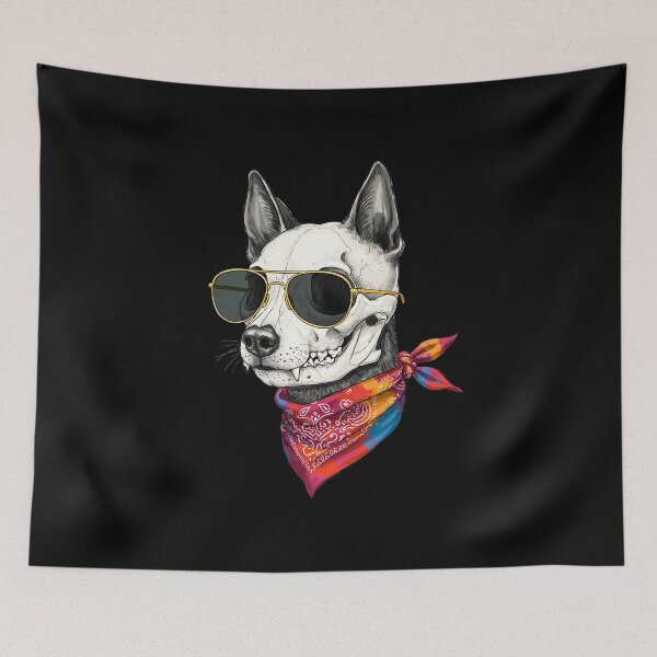 Item preview, Dog Skull, Gold Glasses, Bandana – Cool Retro designed and sold by TheSkullRoom.