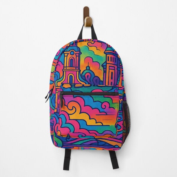 Item preview, Vibrant Psychedelic Cityscape of Timisoara | Colorful Retro Travel Art | Trippy Wall Decor | Romanian City Illustration | Bohemian Urban Landscape designed and sold by PaintedPixels01.