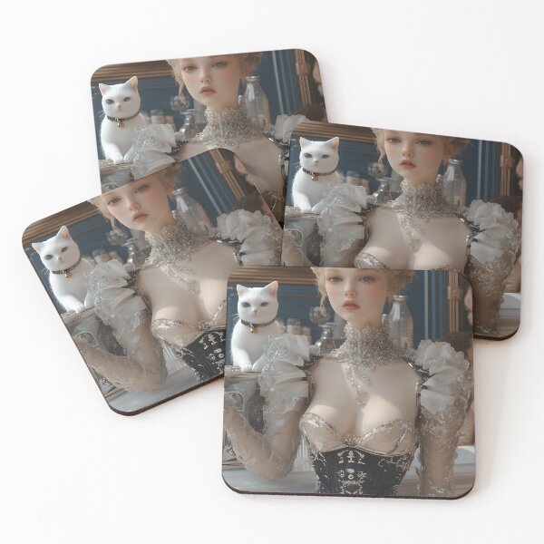 Item preview, Futuristic Girl in a Cat Café designed and sold by yinyuecreation.