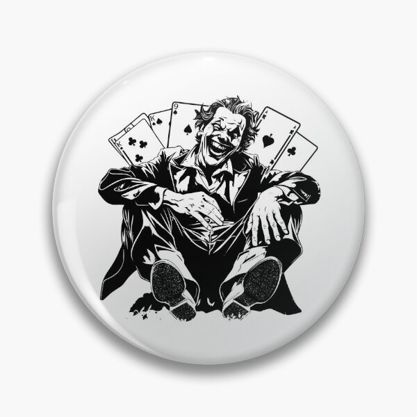 Item preview, Laughing Man with Playing Cards – Bold Black and White Poker Art designed and sold by inkoutninja.
