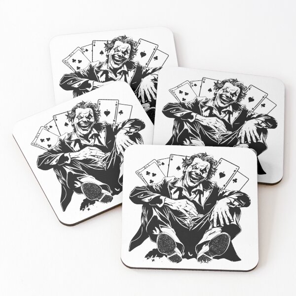Item preview, Laughing Man with Playing Cards – Bold Black and White Poker Art designed and sold by inkoutninja.