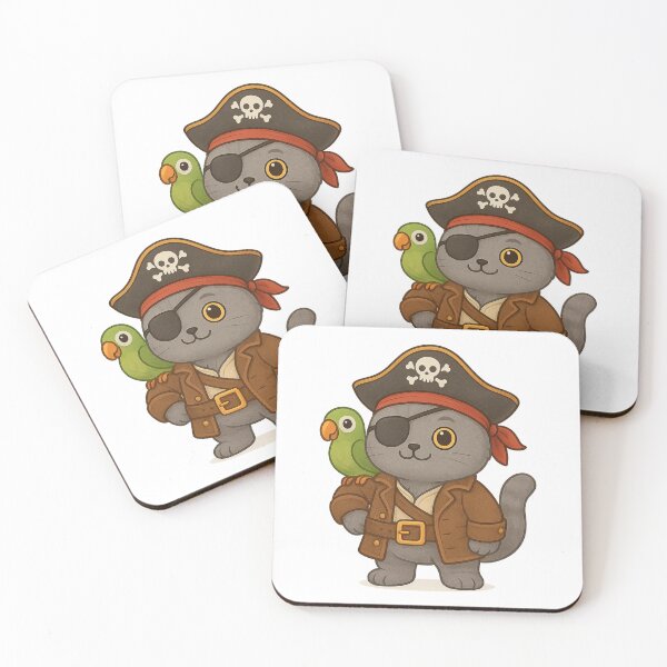 Item preview, Cute Pirate Cat with Parrot designed and sold by Moons Studio.