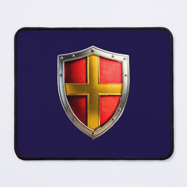 Item preview, Bold Red Shield with Regal Gold Cross – Heraldic Design designed and sold by Highlandkings.