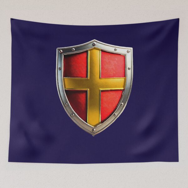 Item preview, Bold Red Shield with Regal Gold Cross – Heraldic Design designed and sold by Highlandkings.