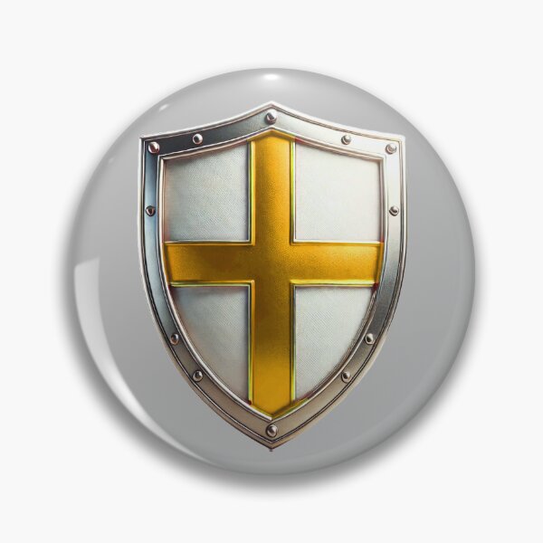 Item preview, Elegant White Shield with Gold Cross – Medieval Emblem designed and sold by Highlandkings.