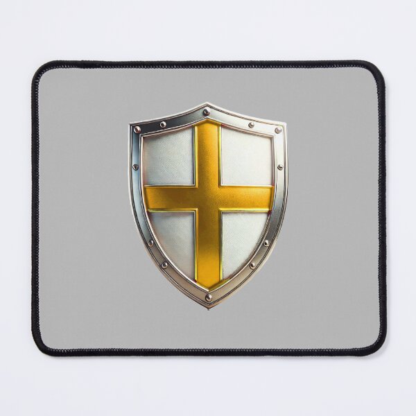 Item preview, Elegant White Shield with Gold Cross – Medieval Emblem designed and sold by Highlandkings.