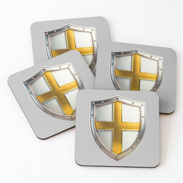 Item preview, Elegant White Shield with Gold Cross – Medieval Emblem designed and sold by Highlandkings.