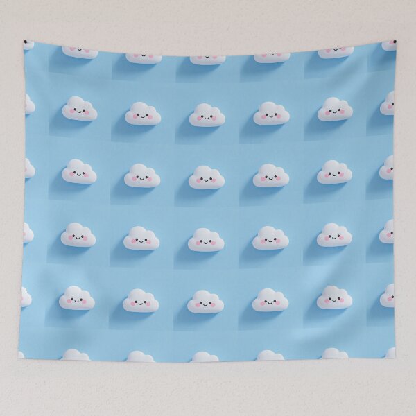 Item preview, cloud, rosy cheeks, blue, natural, kawaii, cute, modern, aesthetic, minimalist, chubby, adorable designed and sold by SasiPen.