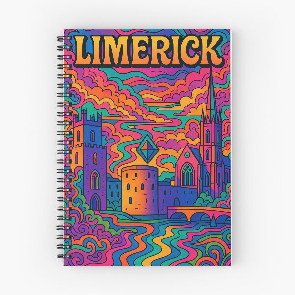 Item preview, Vibrant Psychedelic Cityscape of Limerick | Colorful Retro Travel Art | Trippy Wall Decor | Irish Historic City Illustration | Bohemian Urban Landscape designed and sold by PaintedPixels01.