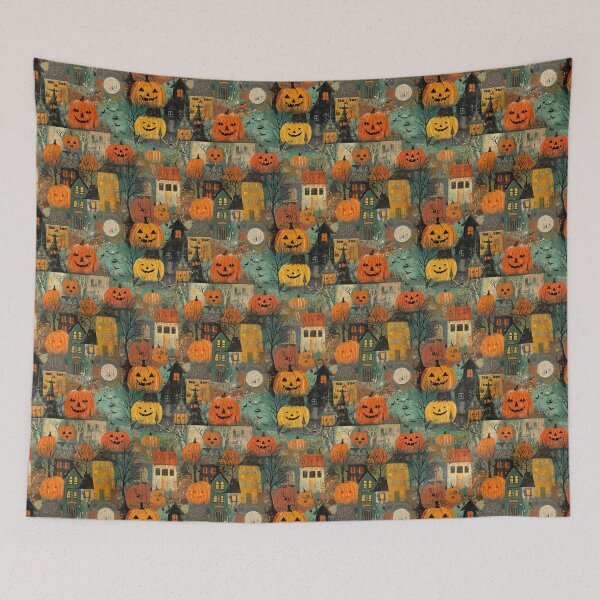 Item preview, Vintage Halloween Town with Jack-o’-Lanterns designed and sold by joannejgg.