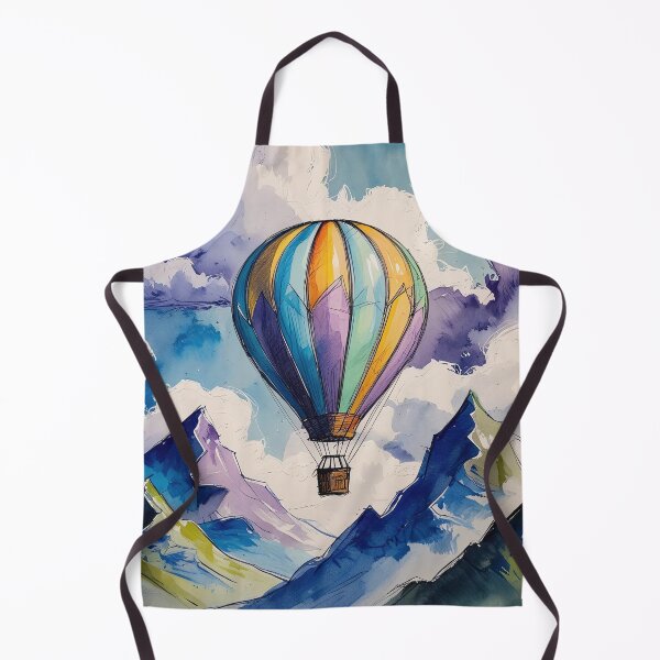 Item preview, Hot Air Balloon over Watercolor Mountains – Soft Sky and Desaturated Tones designed and sold by Dino-Lune.