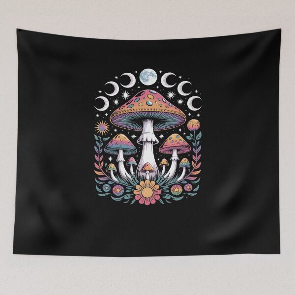 Item preview, Hippie Witchy Psychedelic Mushroom Magic with Boho Moon Phases and Mystical Trippy Vibes designed and sold by MissRasheedHam.