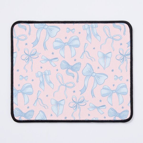 Item preview, Preppy Coquette Pastel blue Bows and Stars on Pink  designed and sold by tanyadistudio.
