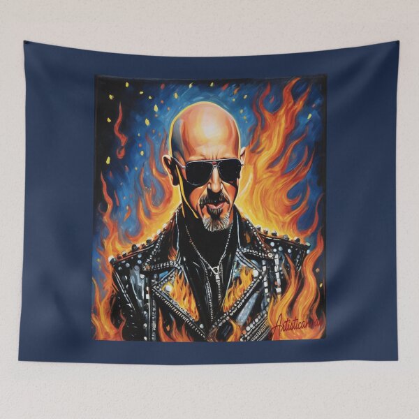 Item preview, "Metal God's Blaze: Rob Halford in Concert Firestorm" designed and sold by Artisticanvas.