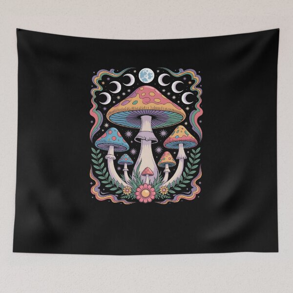 Item preview, Hippie Witchy Psychedelic Mushroom Magic with Boho Moon Phases and Mystical Trippy Vibes designed and sold by MissRasheedHam.