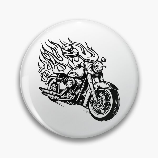 Item preview, Flaming Motorcycle – Bold Black and White Biker Flame Art designed and sold by inkoutninja.