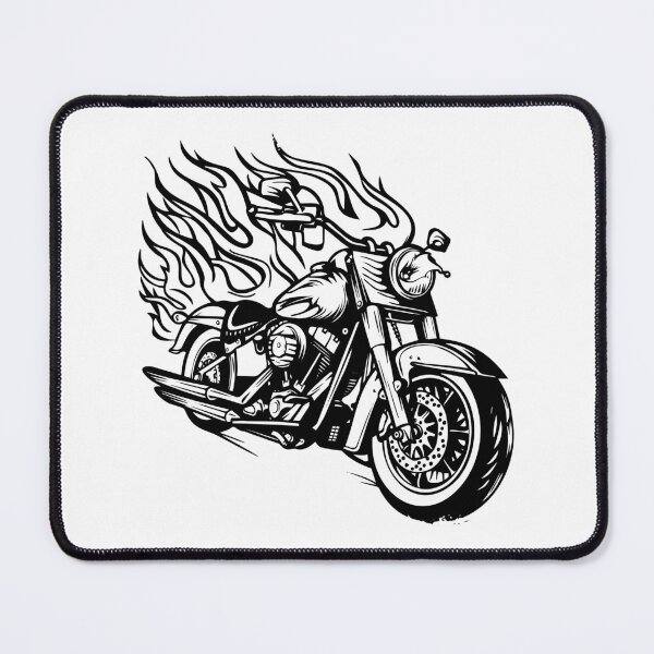 Item preview, Flaming Motorcycle – Bold Black and White Biker Flame Art designed and sold by inkoutninja.