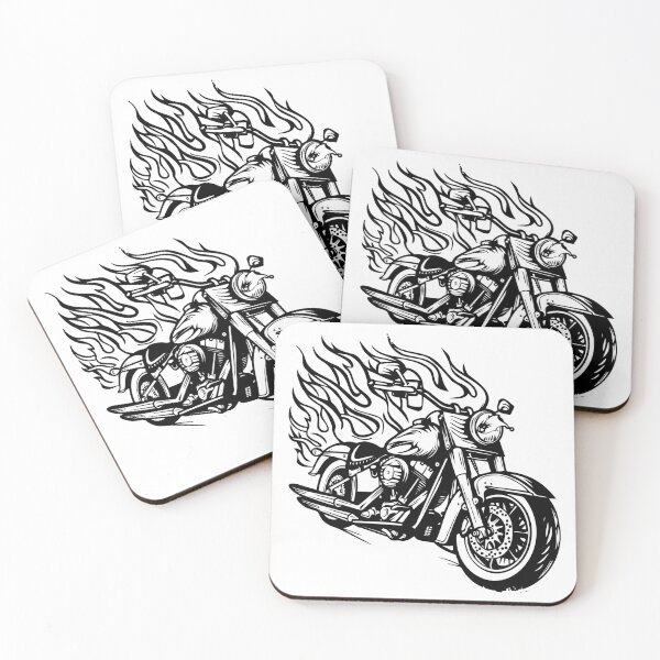 Item preview, Flaming Motorcycle – Bold Black and White Biker Flame Art designed and sold by inkoutninja.