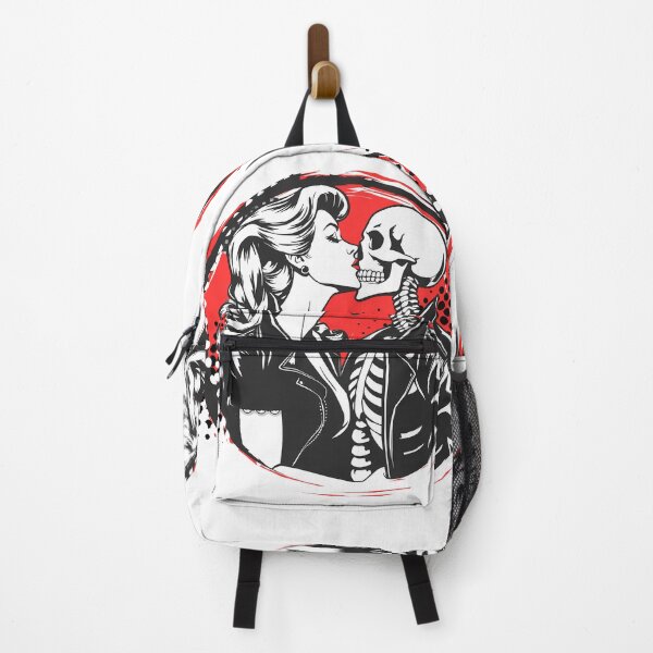 Item preview, Pin-Up Girl Kissing Skeleton designed and sold by Nacho Average Designs.