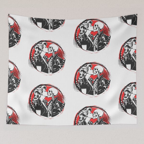 Item preview, Pin-Up Girl Kissing Skeleton designed and sold by Nacho Average Designs.