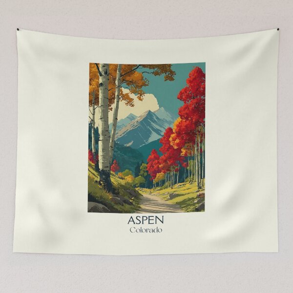 Item preview, Aspen Colorado Vintage Travel Poster | Fall Foliage Art designed and sold by TuncGK.