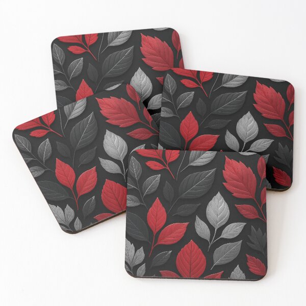 Item preview, Modern Botanical leaf Elegant Black, Silver, and Red designed and sold by bytefulbloom.