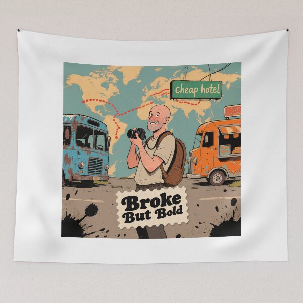 Item preview, No Money, No Hair, No Problem – Funny Bald Travel Adventure Design designed and sold by designer14years.