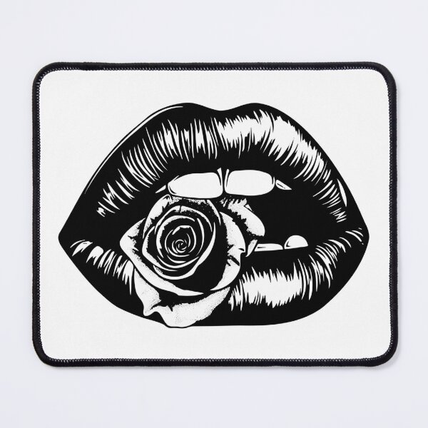 Item preview, Lips Biting Rose – Bold Black and White Romantic Art designed and sold by inkoutninja.