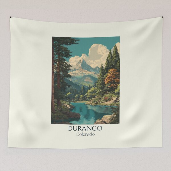 Item preview, Durango Colorado Retro Poster | San Juan Mountains Art designed and sold by TuncGK.