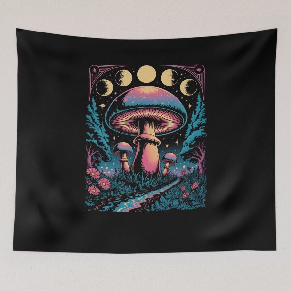 Item preview, Hippie Witchy Psychedelic Mushroom Magic with Boho Moon Phases and Mystical Trippy Vibes designed and sold by MissRasheedHam.