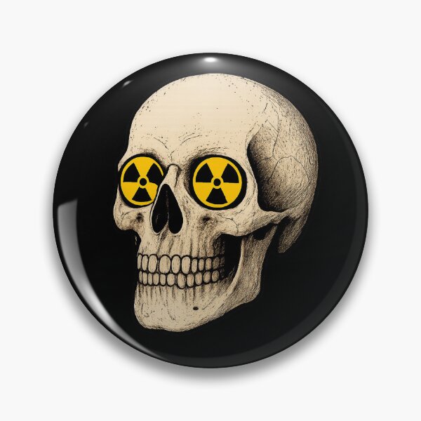 Item preview, Skull with Trefoil radiation symbol eyes  designed and sold by goodtorad.