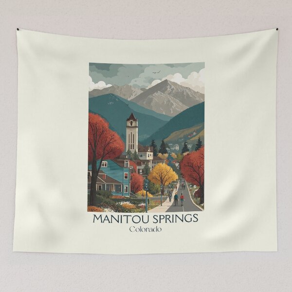 Item preview, Manitou Springs CO Retro Poster | Pikes Peak Area Art designed and sold by TuncGK.