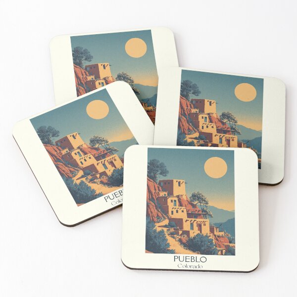 Item preview, Pueblo Colorado Vintage Travel Poster | Historic Adobe Art designed and sold by TuncGK.