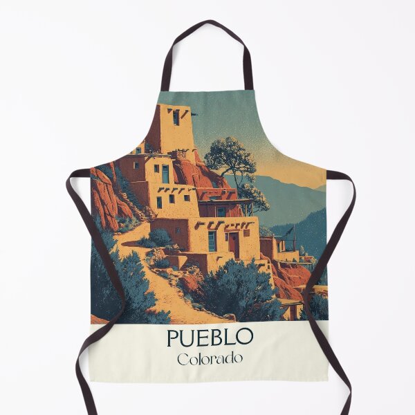 Item preview, Pueblo Colorado Vintage Travel Poster | Historic Adobe Art designed and sold by TuncGK.