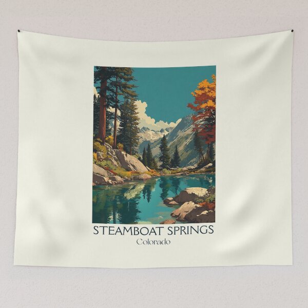 Item preview, Steamboat Springs CO Vintage Poster | Ski Town USA Art designed and sold by TuncGK.