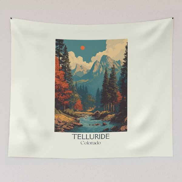 Item preview, Telluride Colorado Vintage Poster | Box Canyon Mountain Art designed and sold by TuncGK.