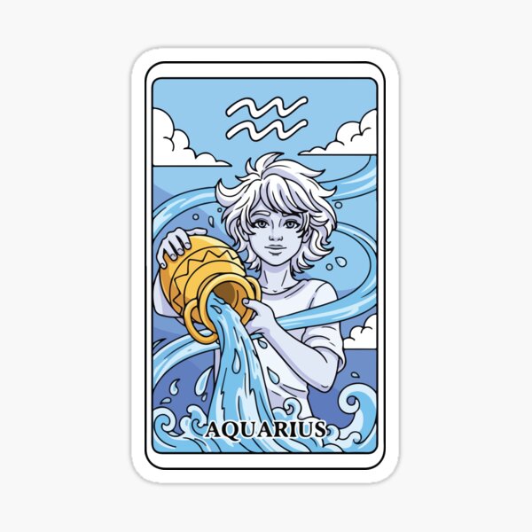Item preview, Aquarius Zodiac Illustration Tarot Style designed and sold by BrownHorse90s.
