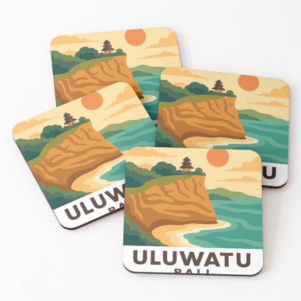Item preview, Uluwatu Bali Cliff and Temple – Coastal Travel Vector Art designed and sold by Tropical art.