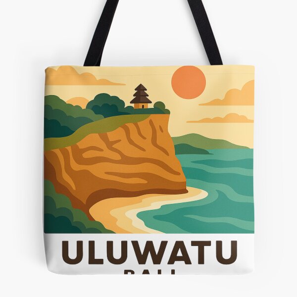 Item preview, Uluwatu Bali Cliff and Temple – Coastal Travel Vector Art designed and sold by Tropical art.