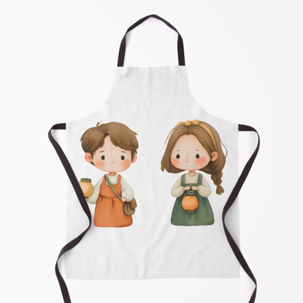 Item preview, Cute Chibi Couple Holding Lanterns – Watercolor Kawaii Illustration for Stickers, Prints & Gifts designed and sold by K@Whimsical cottagecore.
