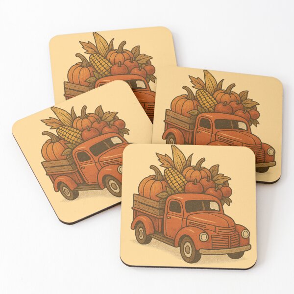 Item preview, Vintage Farm Truck with Seasonal Harvest – Rustic Autumn Art designed and sold by NoRestDesigns.