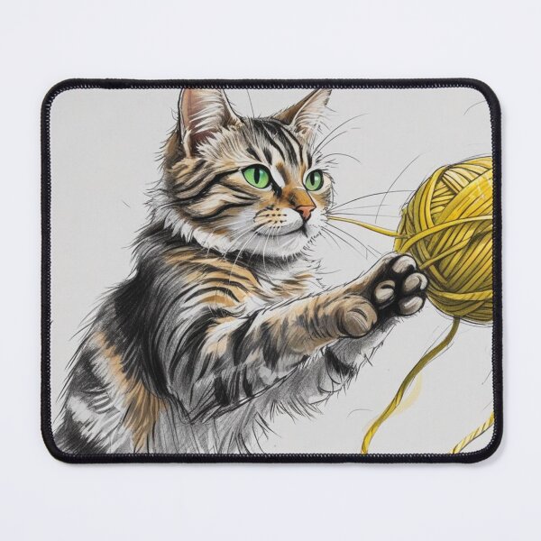 Item preview, Cat playing with yellow furball designed and sold by MURO888.