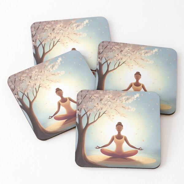 Item preview, Serenity in Bloom – Peaceful Yoga Under Cherry Blossom Tree designed and sold by NK_designs.