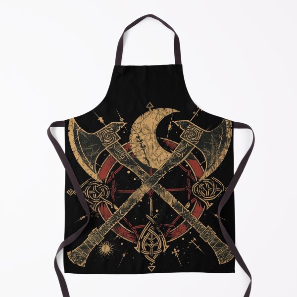 Item preview, Viking Bearded Axes & Crescent Moon – Norse Knotwork Emblem designed and sold by ArgentoArt.