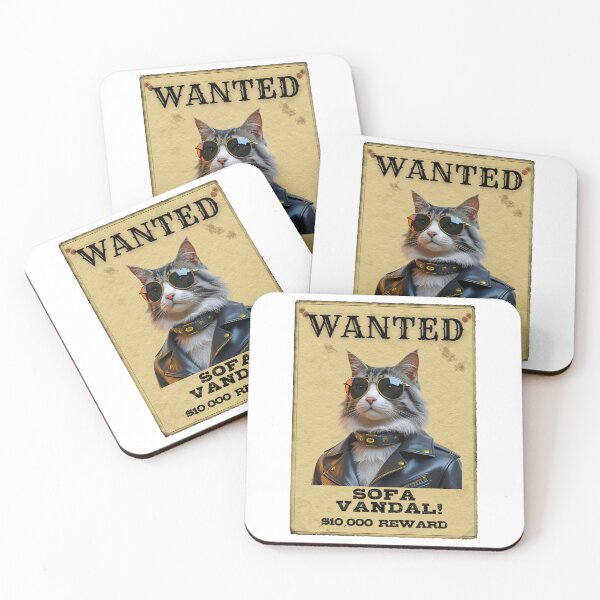 Item preview, Funny Maine Coon Cat WANTED Poster – Cool Sunglasses & Leather Jacket Sofa Vandal designed and sold by Fredster1966.