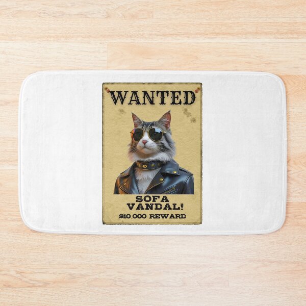 Item preview, Funny Maine Coon Cat WANTED Poster – Cool Sunglasses & Leather Jacket Sofa Vandal designed and sold by Fredster1966.