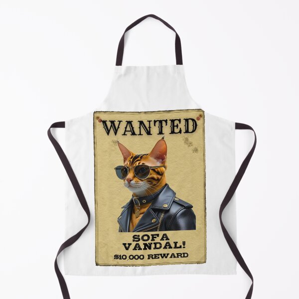 Item preview, Funny Bengal Cat WANTED Poster – Cool Sunglasses & Leather Jacket Sofa Vandal designed and sold by Fredster1966.