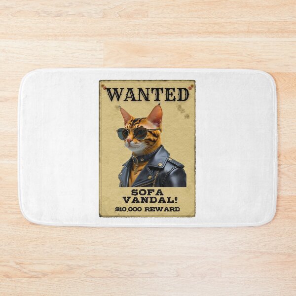 Item preview, Funny Bengal Cat WANTED Poster – Cool Sunglasses & Leather Jacket Sofa Vandal designed and sold by Fredster1966.