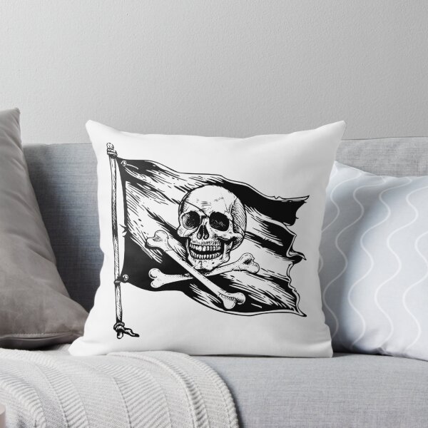 Item preview, Pirate Flag Skull and Crossbones – Bold Black and White Jolly Roger Art designed and sold by inkoutninja.